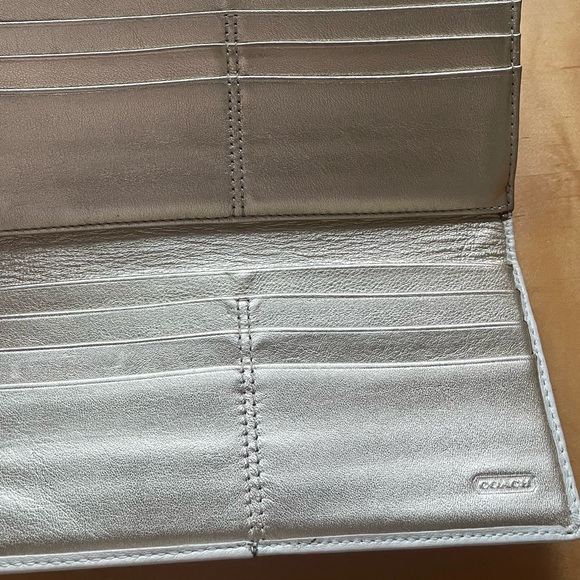 Coach Buckle Snap Wallet in cream and metallic gold. - Picture 7 of 16